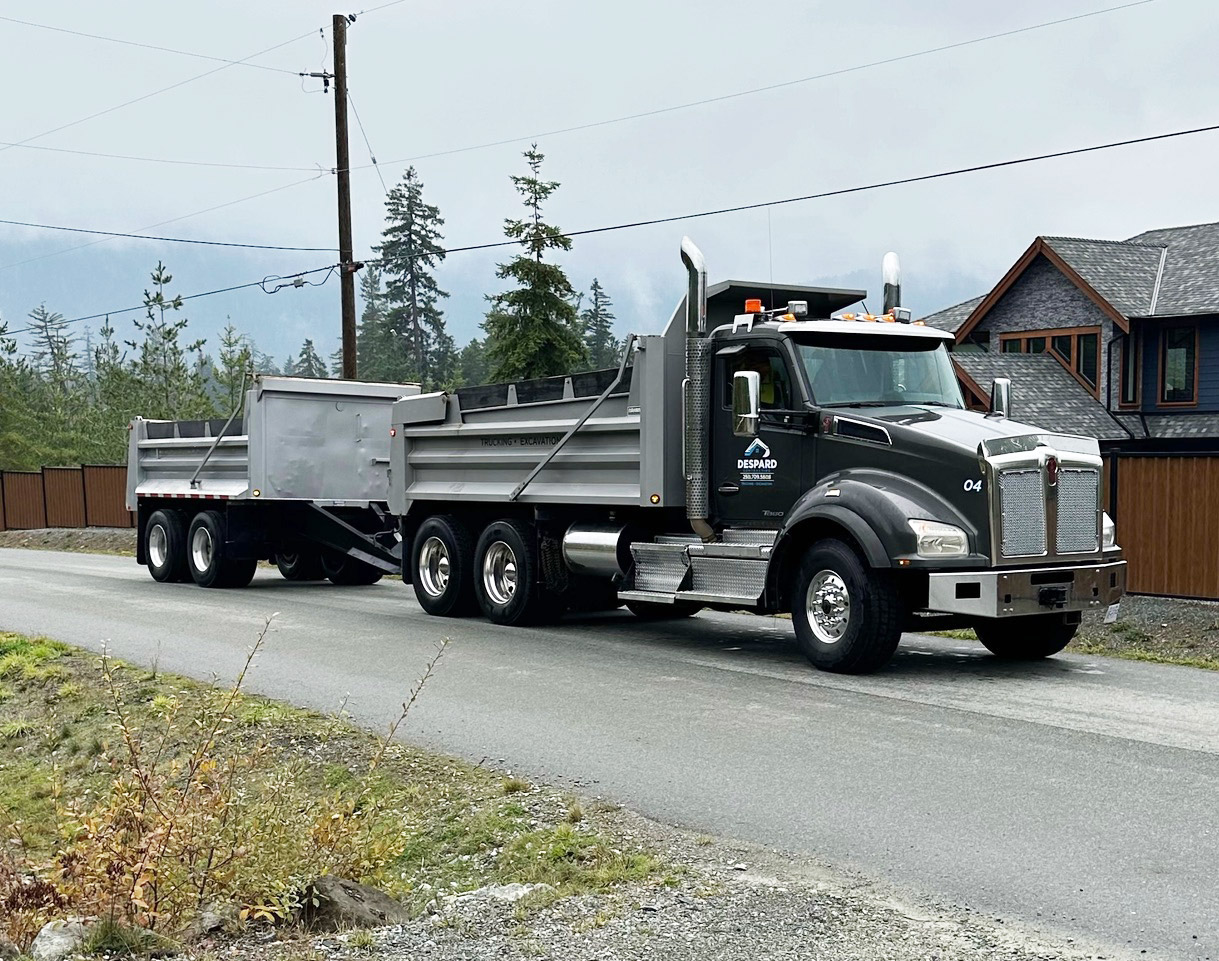 Tandem Pup hauling gravel truck in Duncan BC