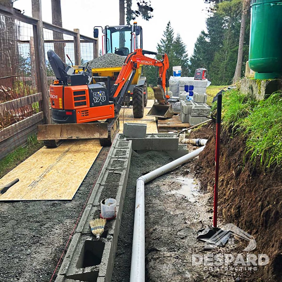 Precision Excavation and Allan Block Retaining Wall Construction on Salt Spring Island