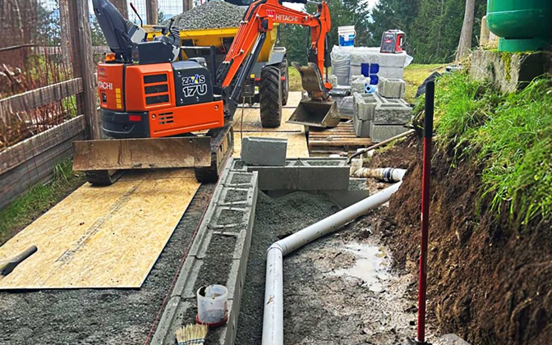 Precision Excavation and Allan Block Retaining Wall Construction on Salt Spring Island